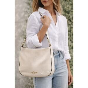 Kate Spade Lexy Cream Pebbled Leather Shoulder Bag Purse Neutral Classic - EUC